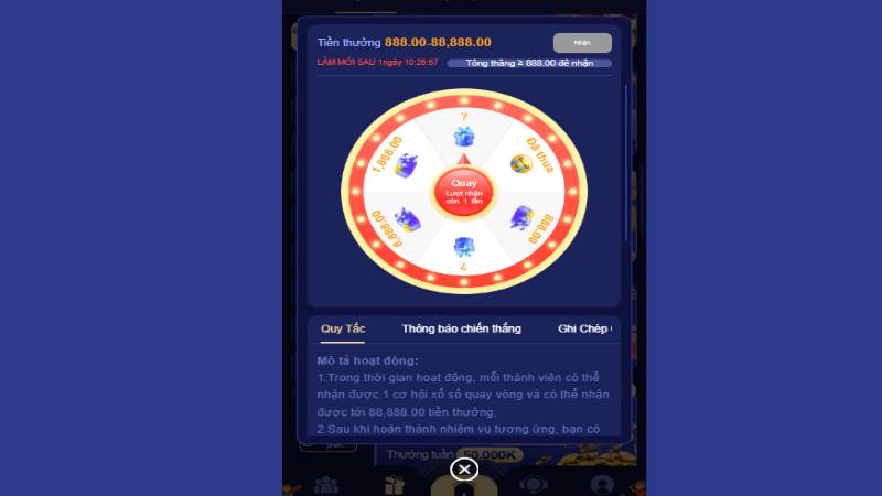 Khuyến mãi 100WIN quay số may mắn